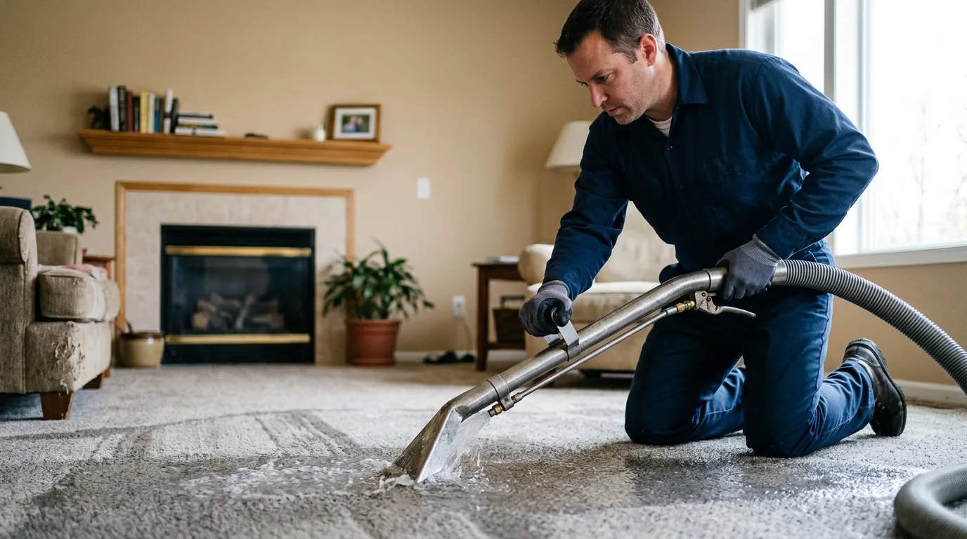 Water damage restoration technician working near Hortonville, NY